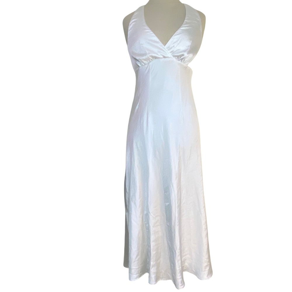 MESHKI‎ Meghan White Satin Maxi Dress Evening Wedding Formal Gown Size Small